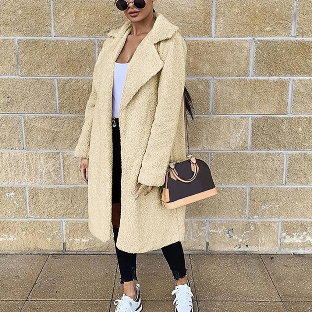 SAGACE модная женская меховая лацкана длинное шерстяное пальто женское толстая