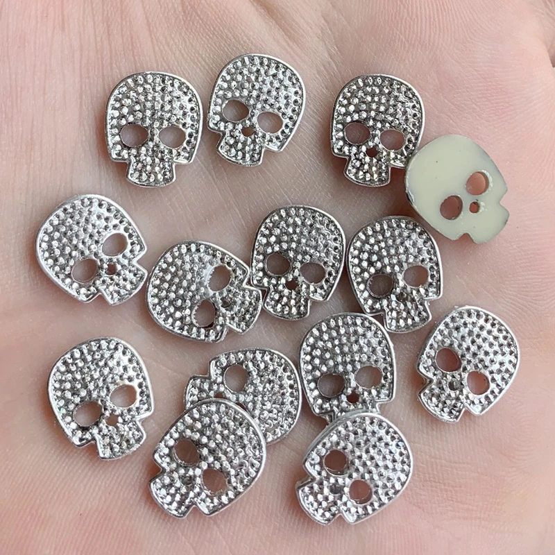 Silver 40 шт 12*14 мм кристалл AB бусины их каучука сплав самоклеющиеся Камни Diy ремесла ткань одежды аксессуары украшения на Хэллоуин подарок - Цвет: Silver