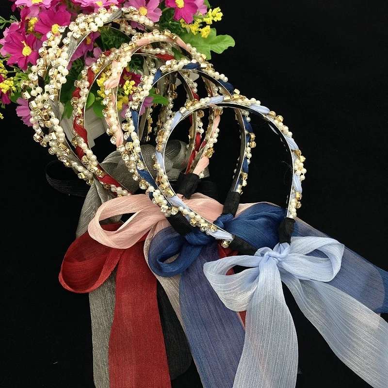 

В Корейском стиле; Милая повязка на голову _ бантом в Корейском стиле повязка _ Япония и Южная в Корейском стиле, украшенная жемчугом, женские...