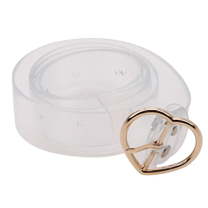

Preppy Style Women's Cute Transparent Belt Heart Buckle Waist Sweet Female Belt Wholesale Fashion Waistband Ladies