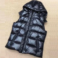 womens vest autumn winter jacket hooded sleeveless down coat female parka thick blackwhite keep warm padded vests clothes