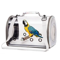 bird carrier with stand perch portable bird travel cage breathable parrot transport travel bag go out backpack for small animal