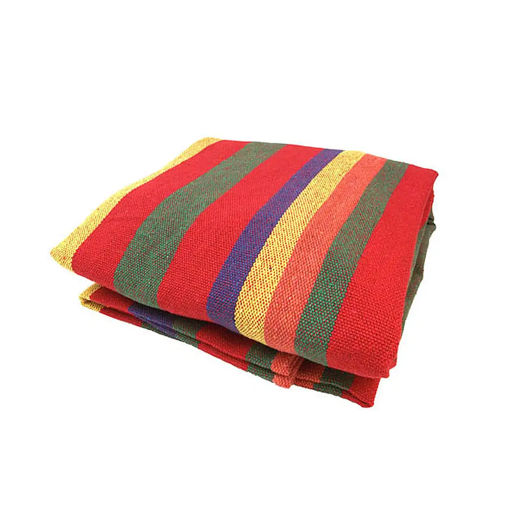 

Red Stripes Hammock Cotton Rope Outdoor Swing Fabric Camping Hanging Canvas Bed