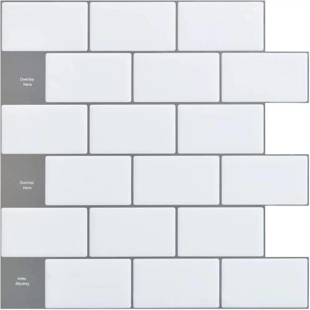 

Peel and Stick Tile Backsplash - 12"x12" Premium Anti Mold Kitchen Backsplash Peel and Stick Tile, White- 1 Sheet