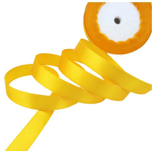 Orange Yellow 50 ярдов/рулон) ленты из органзы оптом украшения, подарочная упаковка Рождество шелковыми лентами кружевной ткани 12/15/20/25/40/50 мм - Цвет: Orange Yellow