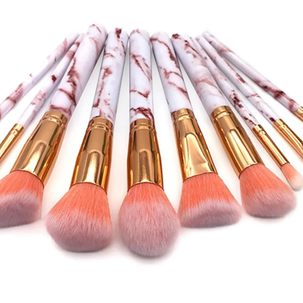 10 шт./компл. Профессиональные кисти для макияжа с мраморной ручкой тени век