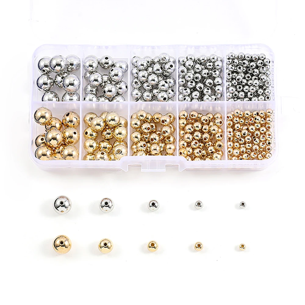 

Набор бусин для изготовления ювелирных изделий «сделай сам», круглые бусины-разделители из CCB, золотистого и серебристого цвета, аксессуары...
