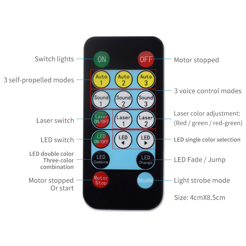 New LED Disco DJ Light RGB Stage Effect Remote Control Laser Projector Lights with Smart Sound for Bar KTV Party | Освещение