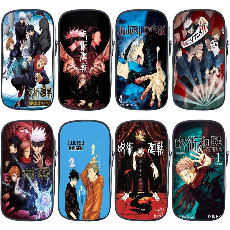 Jujutsu Kaisen-estuche de l&aacute;pices de gran capacidad para estudiantes, caja de l&aacute;pices de dibujos animados para ni&ntilde;os, bolsa de bol&iacute;grafos para ni&ntilde;o y ni&ntilde;a, bolsas de papeler&iacute;a para la escuela-0