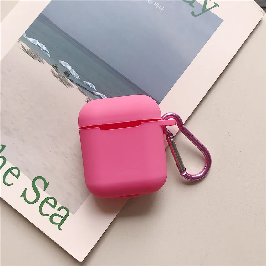 pink Мини Мягкий силиконовый чехол для Apple Airpods, ударопрочный чехол для Apple, гарнитура для Airpods, чехлы ярких цветов, защитный чехол - Цвет: pink