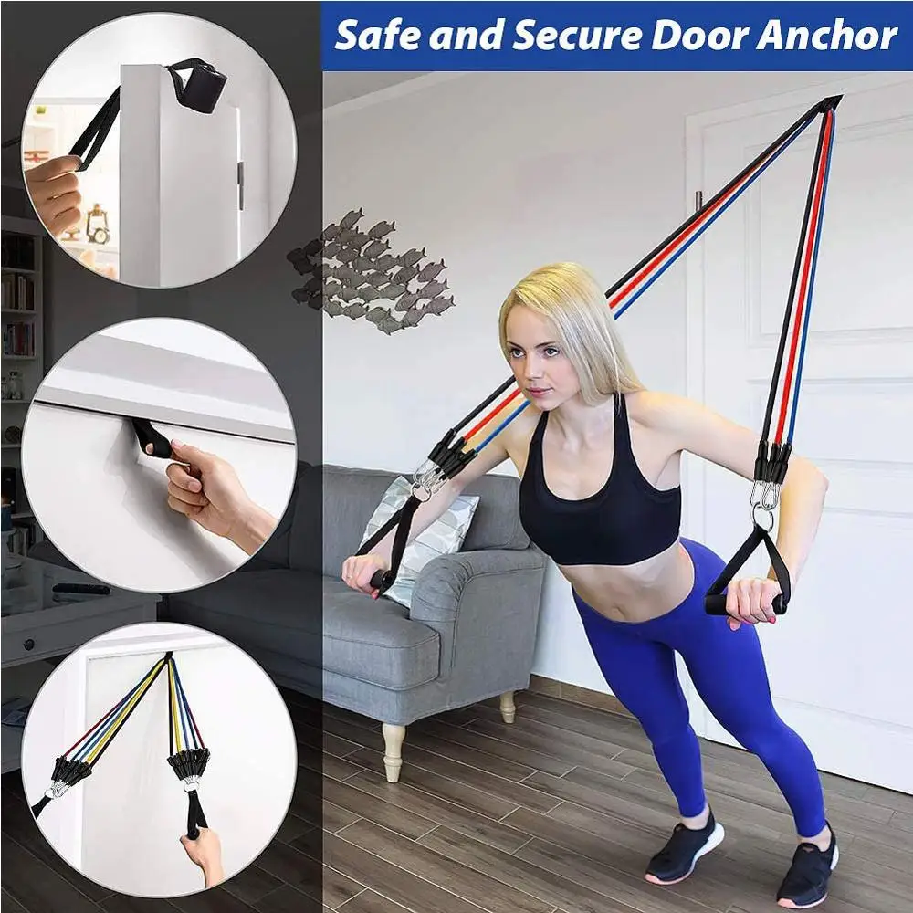 

11 Pack Resistance Exercise Elastic Bands Set Portable Home Workouts Accessories for Resistance Training Gym Physical Therapy Yo