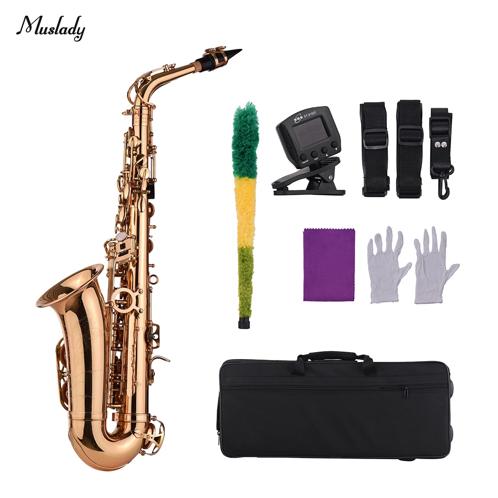 

Альт-саксофон Muslady Eb, саксофон из латуни, ветровой инструмент с сумкой для переноски, тюнер для ремней