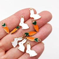 20 bulk teeny carrot and white bunny charm enamel rabbit and carrot charms or pendants for jewelry making kawaii bunny charm u3y