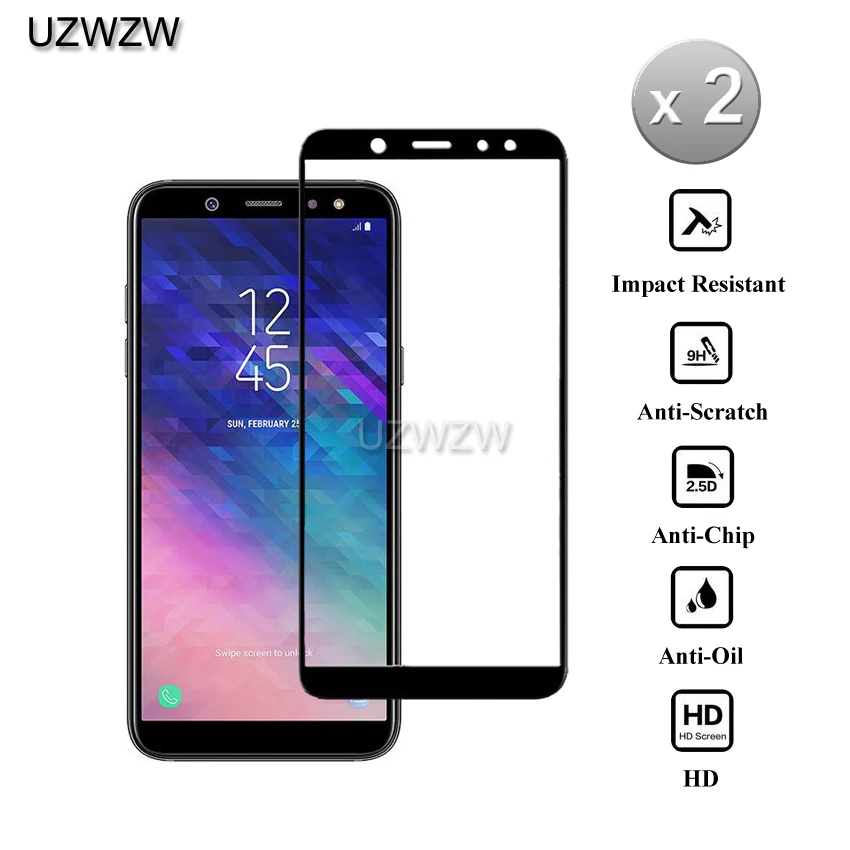 2 шт полное покрытие из закаленного стекла для samsung Galaxy A6 Plus A6 Защитное стекло для экрана для samsung A6 Plus