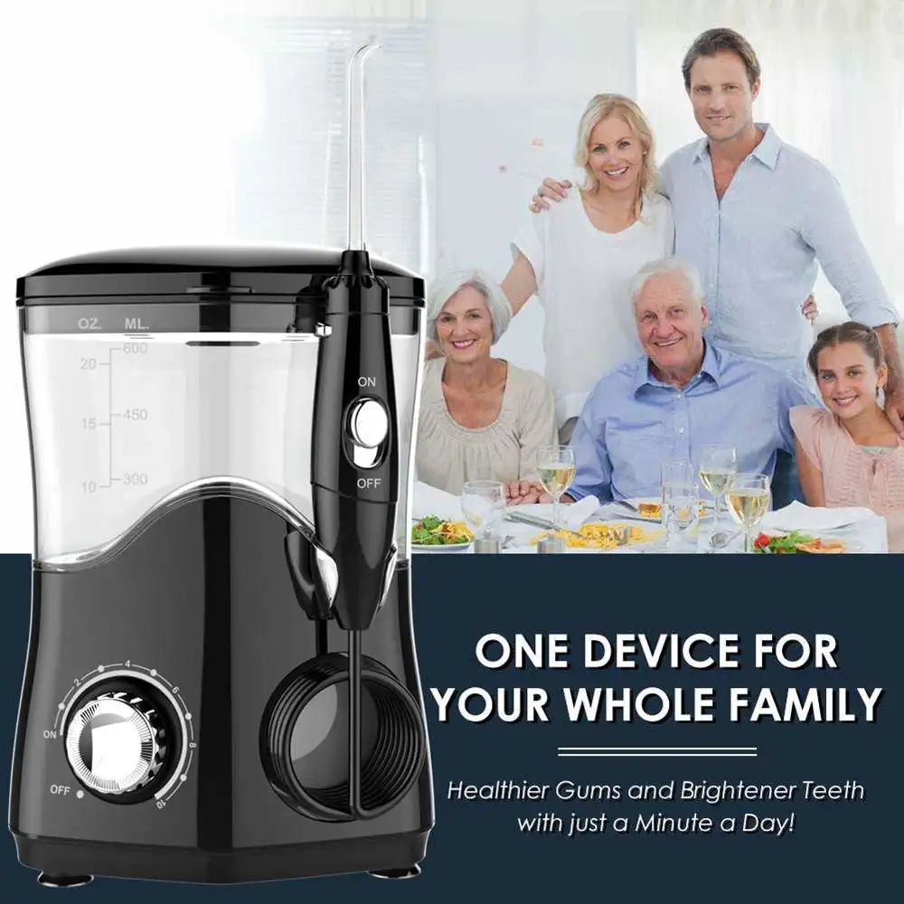 

Nicefeel 600ml Electric Oral Irrigator 10 level Adjustable SPA Water Flosser + 7 Pcs Jet Tips Teeth Cleaner Care Dental Flosser