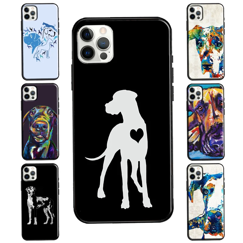 Чехол для iPhone 11 12 Pro Max mini, 13 XS 7 8 Plus X XR SE 2020 с акварельным изображением датской доги.
