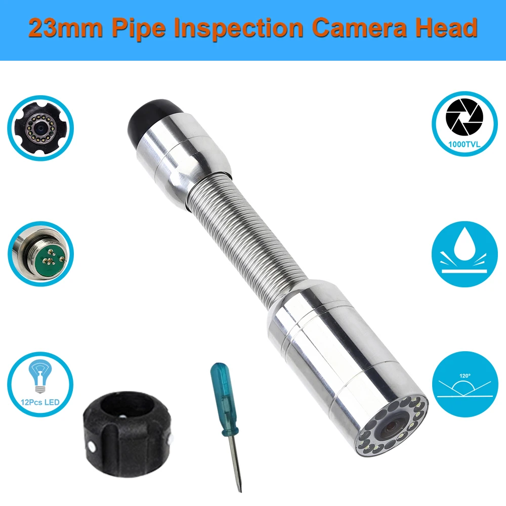 

Водонепроницаемый эндоскоп IP68 с объективом 23 мм, головка для камеры, используется для осмотра труб, замена системы камеры для ремонта