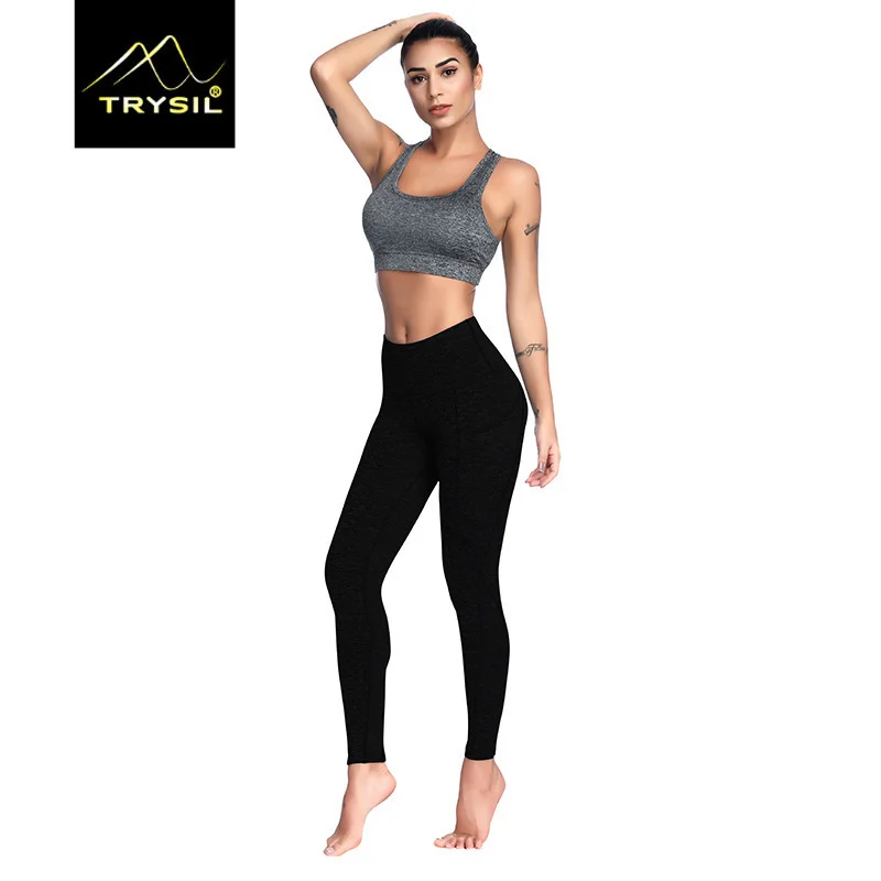 Высокая Талия Йога облегающие брюки большой карман эластичные фитнес Спорт