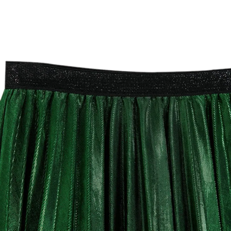 Женская плиссированная юбка средней длины Повседневная модная Серебристая