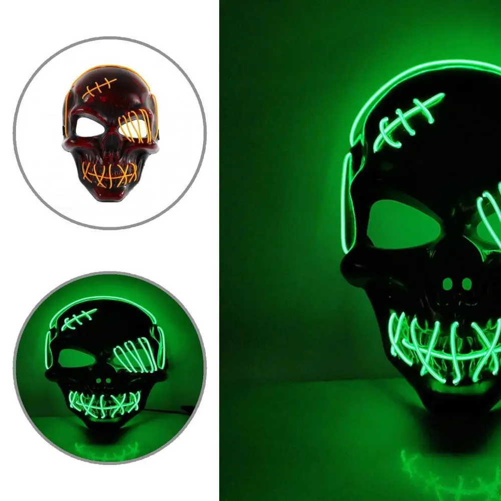

Гибкий изящный светящийся чехол на Хэллоуин, реквизит для косплея, Светодиодный светящийся чехол для лица, светящийся Вечерние