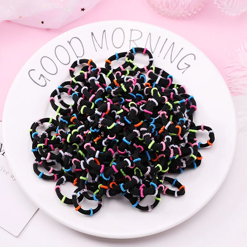 crude mix 6 New 100PCS/Lot Girls Candy Colors Nylon 3CM Rubber Bands Children Safe Elastic Hair Bands Ponytail Holder Kids Hair Accessories - Цвет: crude mix 6