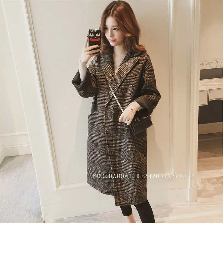 Осенне-зимнее шерстяное пальто женское длинное Корейская версия 2019 Новое