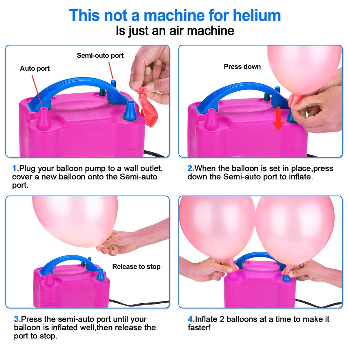 Двойной воздушный насос с отверстием портативный надувной электрический для