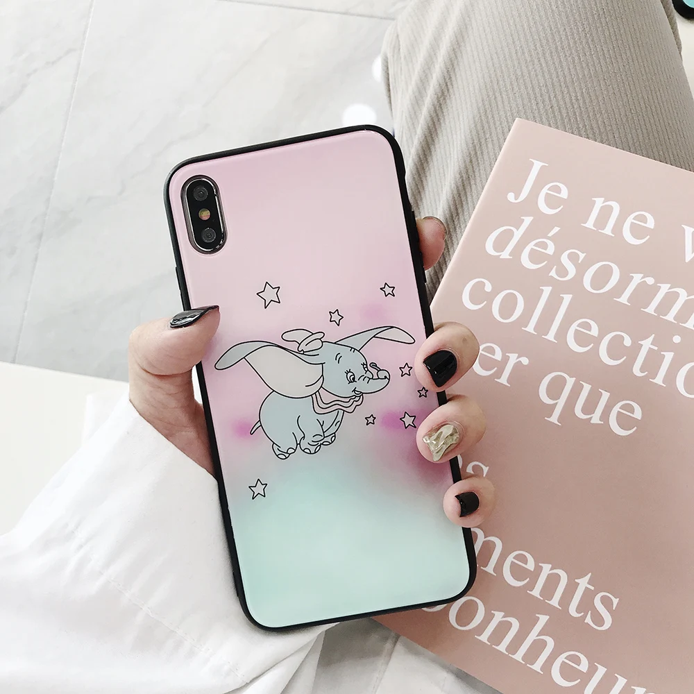 HYH iphone Glass Case Flying Elephant Pattern Anti Knock Fitted for Apple 6 7 8 plus x xs xr max |