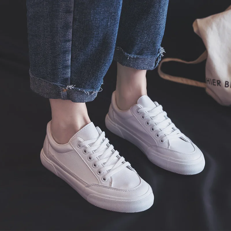 Классическая Модная Белая обувь парусиновая для женщин Вулканизированная