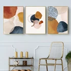 Абстрактная Геометрическая линия Morandi оранжевый акварельный настенный плакат печатная фотография искусства гостиная домашний декор