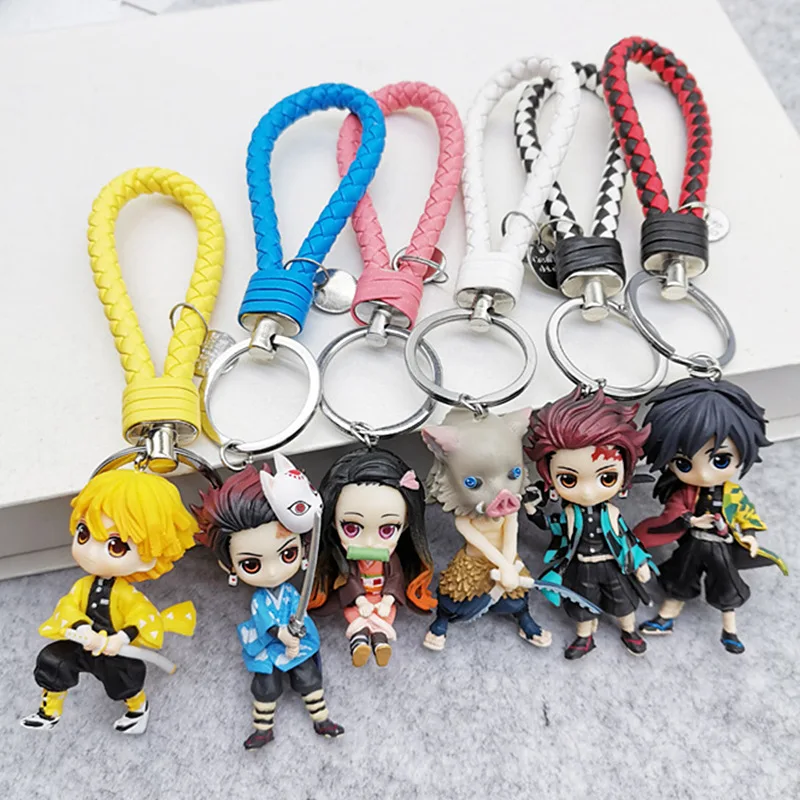 

6pcs demon Blade keychain Anime Kimetsu no Yaiba Figure Tanjirou Nezuko Action Figure Demon Slayer Figurine toy gift 5-7cm