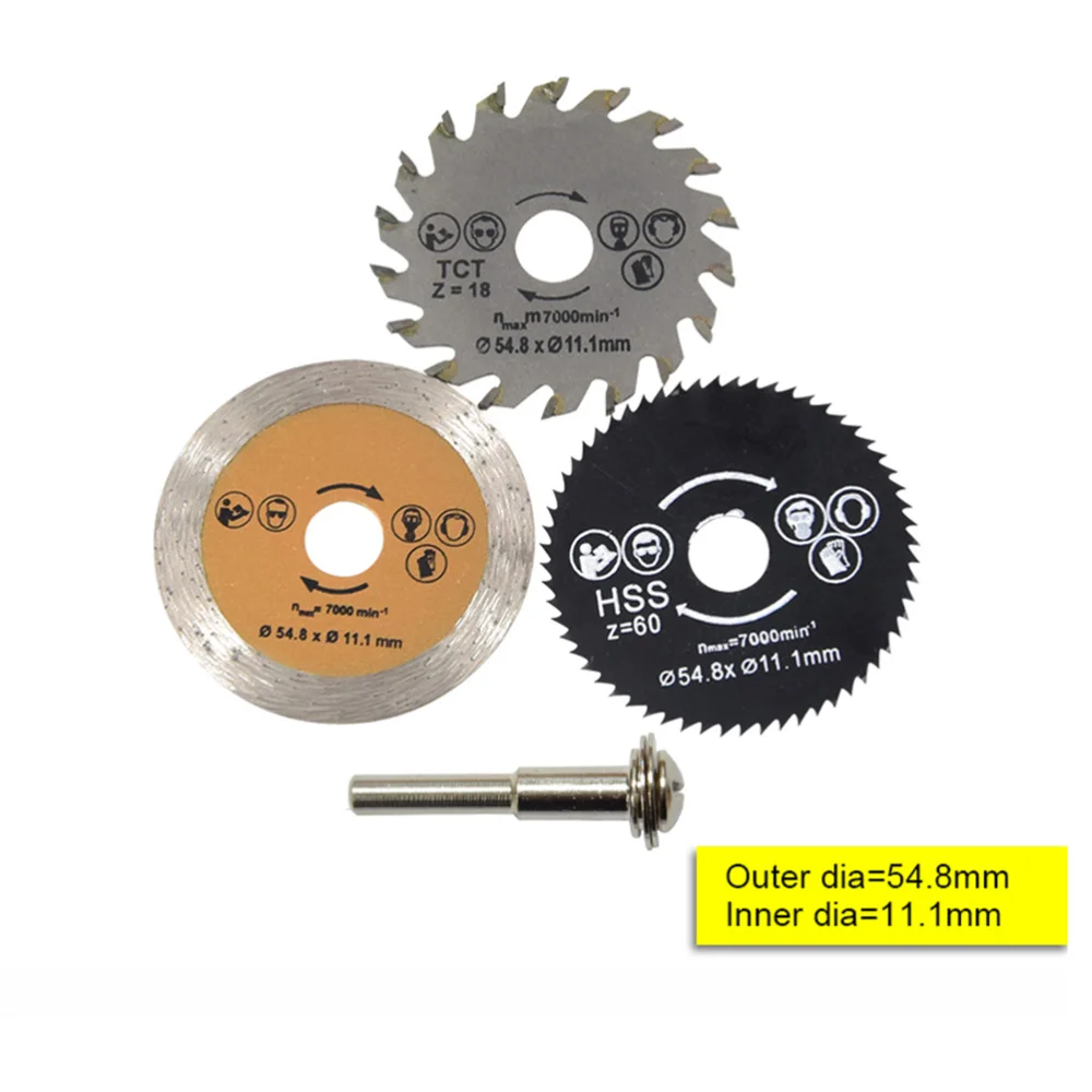 

3PCS 54.8MM Mini Circular HSS TCT Cutting Rotary Tool for Concrete Cement Wood