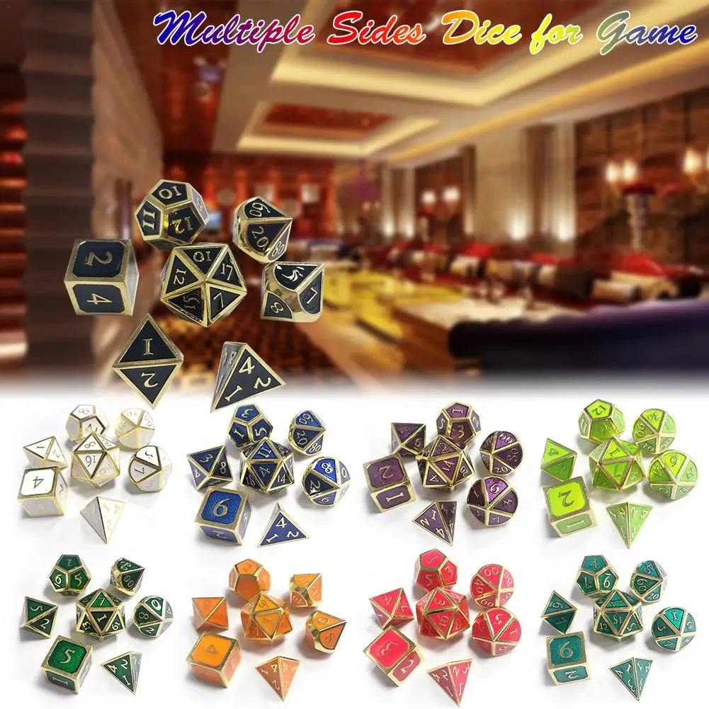 Outlet новый шрифт для подземелий и драконов 7 шт./компл. инновационный RPG Dice D &amp Metal Set