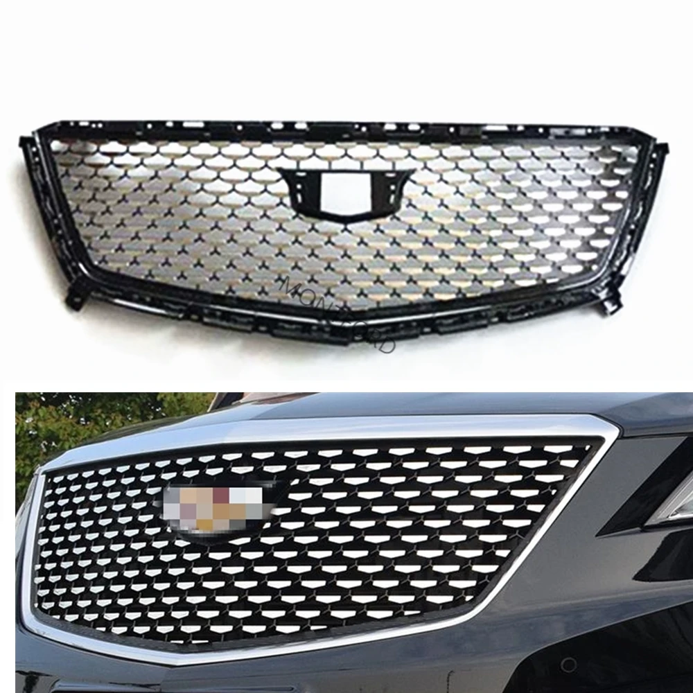 

Car Exterior Upper Racing Grills For Cadillac XT5 2016-2019 2020 Silver Diamond Front Grille Grill Trim Bracket Grating Grid