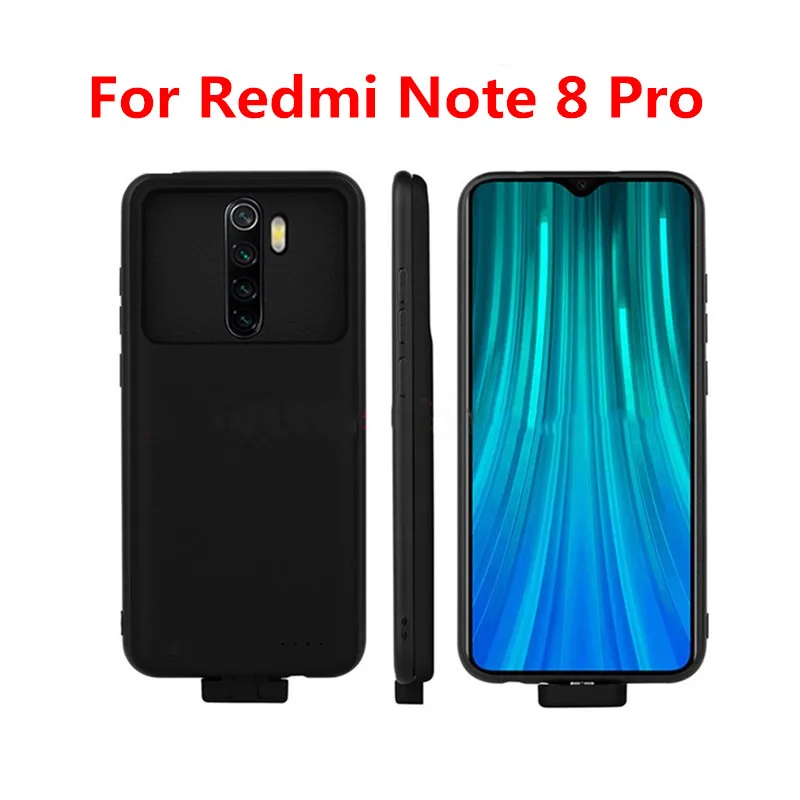 KQJYS 7000 мАч Внешний внешний аккумулятор для Redmi Note 8, чехол для питания, чехол для аккумулятора, внешний аккумулятор для Xiaomi Redmi Note 8 Pro - Color: Black for Note 8 Pro