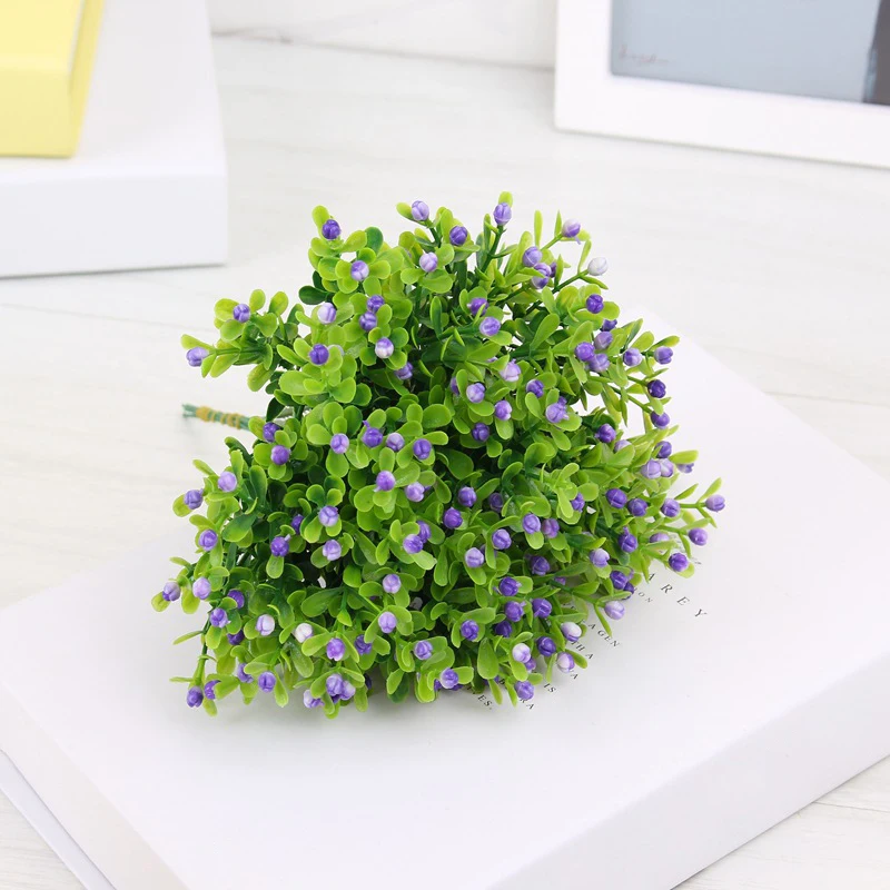 

24cm Artificial Plastic Milan Flowers Plant For Party Wedding 4 colors Fake Flowers Branch Home Christmas Decorations 1pcs