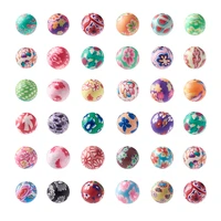 200pcs approx 10mm pandahall handmade polymer clay beads round flower printing beads for diy jewelry bracelet necklace hole 2mm