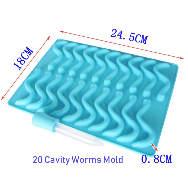 20 /53 Cavity Silicone Chocolate Mold Baking Cake Tools Gummy Snake Worms Bear Sugar Candy Jelly Molds Ice Tube Tray Mold images - 6
