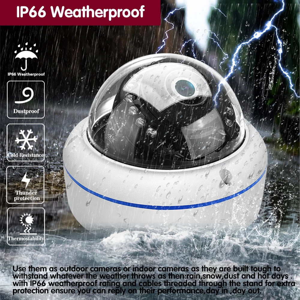 8mp 4k ultra hd poe dome ip camera outdoor street waterproof audio record home video surveillance ai human metal security camera free global shipping
