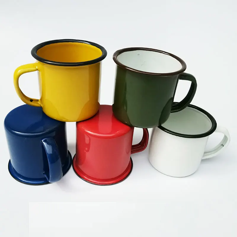 Чашки покрытые эмалью керамическая чайная чашка с ручкой уличная домашняя