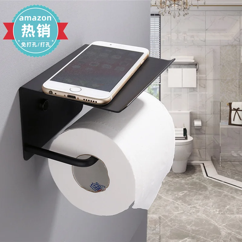 

304 Stainless Steel Mobile Phone Toilet Paper Towel Holder Toilet Roll Holder Wall-Mounted Paper Towels Holder Countertop