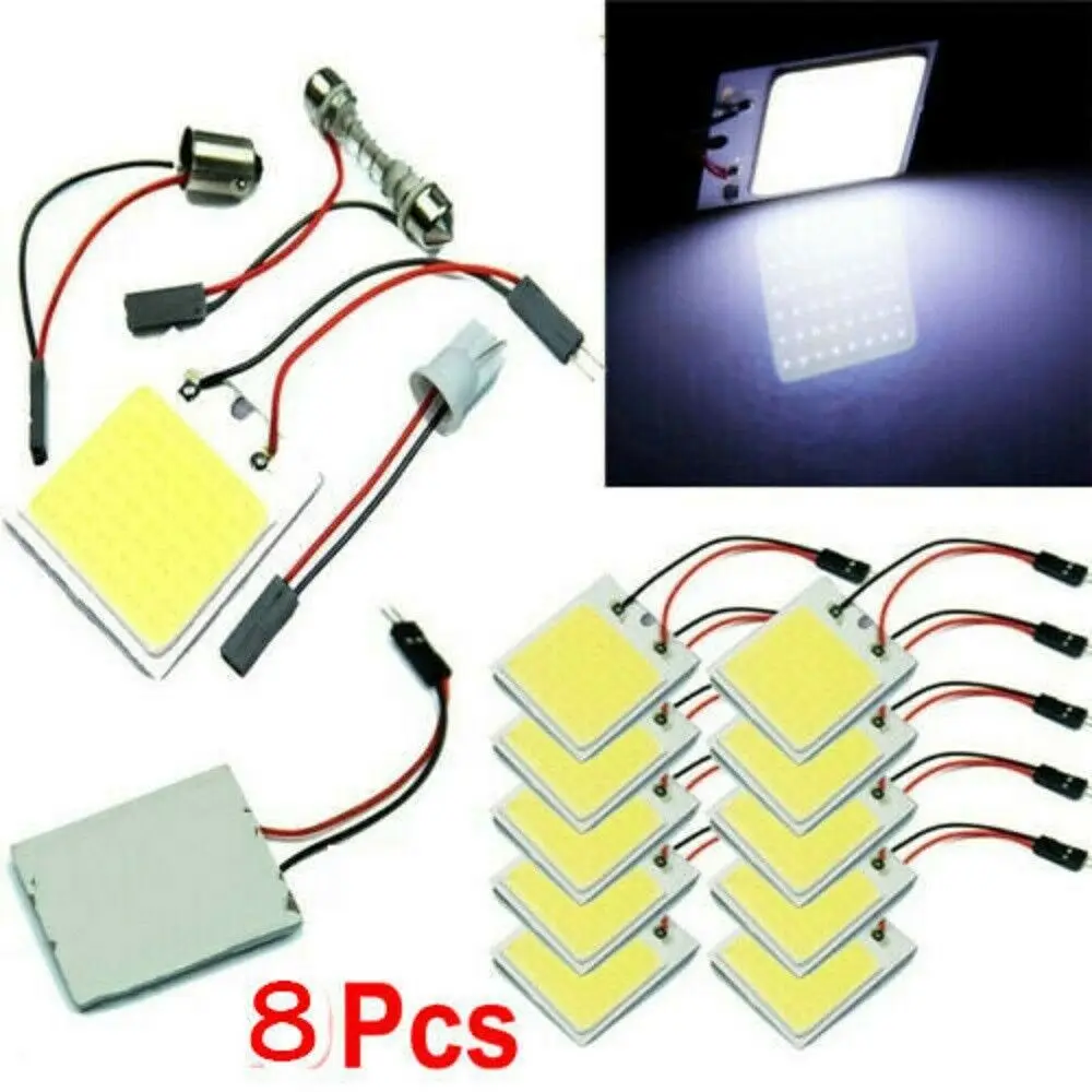 

8Pcs T10 48SMD COB LED Lamp Car Interior Panel Light Dome Lamp Auto Reading Lights Parking Bulb 12V