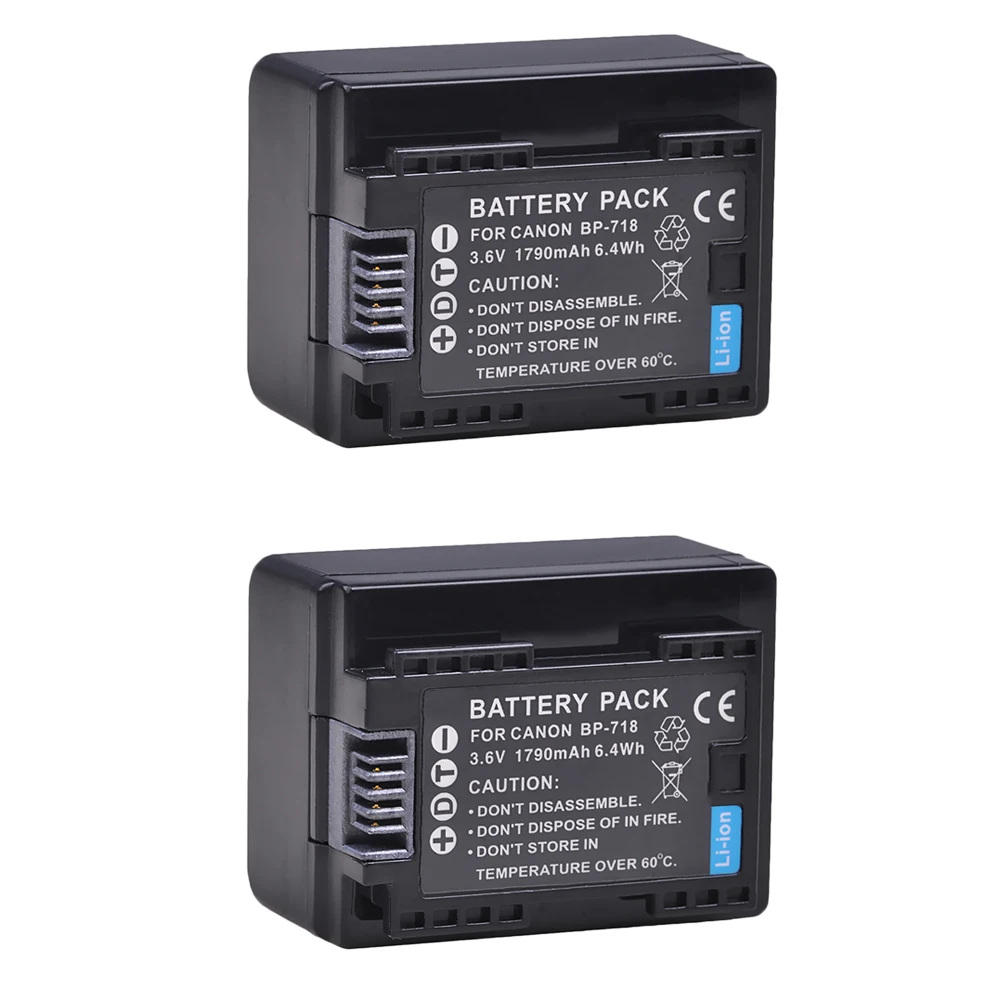 

2pc BP 718 709 BP-718 BP718 Battery Bateria for Canon BP-727 BP-709 CG-700 VIXIA HF M50 M52 M500 R32 R40 R42 R50 R52 R300 R500