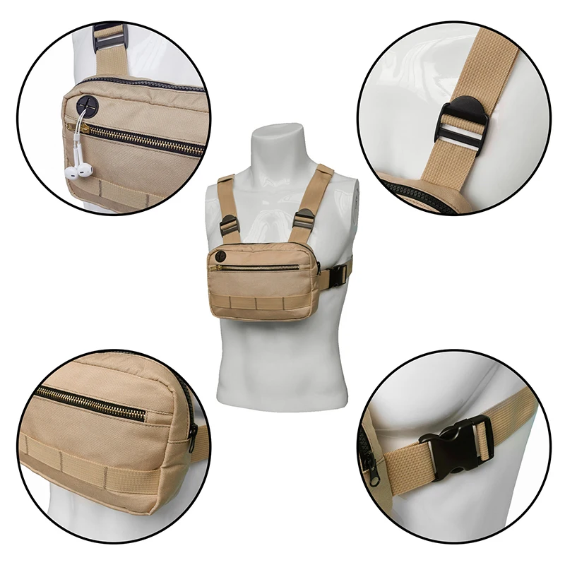Мужская нагрудная сумка в стиле милитари маленькая уличная жилетка хип хоп