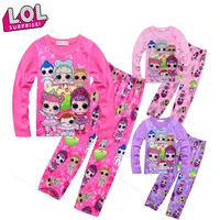 2020 new lol surprise dolls girls pajamas set for 3 to 10 years old children cartoon anime cotton long sleeved tshirt and pant