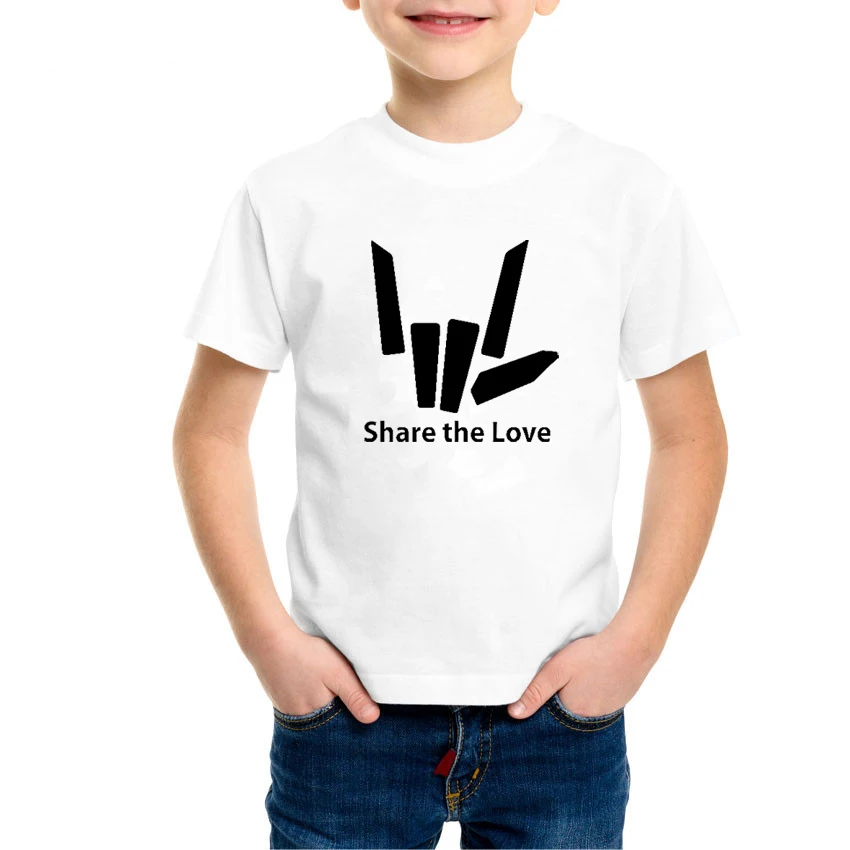 

New Fashion Share The Love Childrens Tees Boys O-neck Short Sleeves T-shirt Girls Fashion Street Style Soft Tops Tshirts