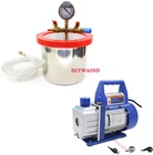 Вакуумная камера, 1 галлон, набор с насосом 2,53 CFM, 1-ступенчатый вакуумный насос 110 В220 В для полимерной нержавеющей стали, вакуумная камера