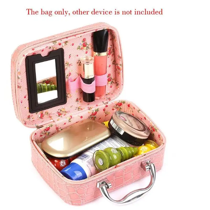 Small Square Solid Color Handbag Mirror Multifunction Women Zipper Make Up Bath Organizer Storage Pouch Toiletry Wash Beaut Kit | Красота и
