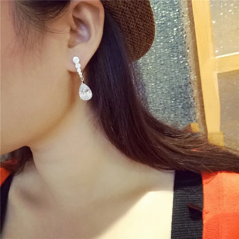 Женские длинные серьги с кристаллами серебро 925 пробы|Серьги-гвоздики| |