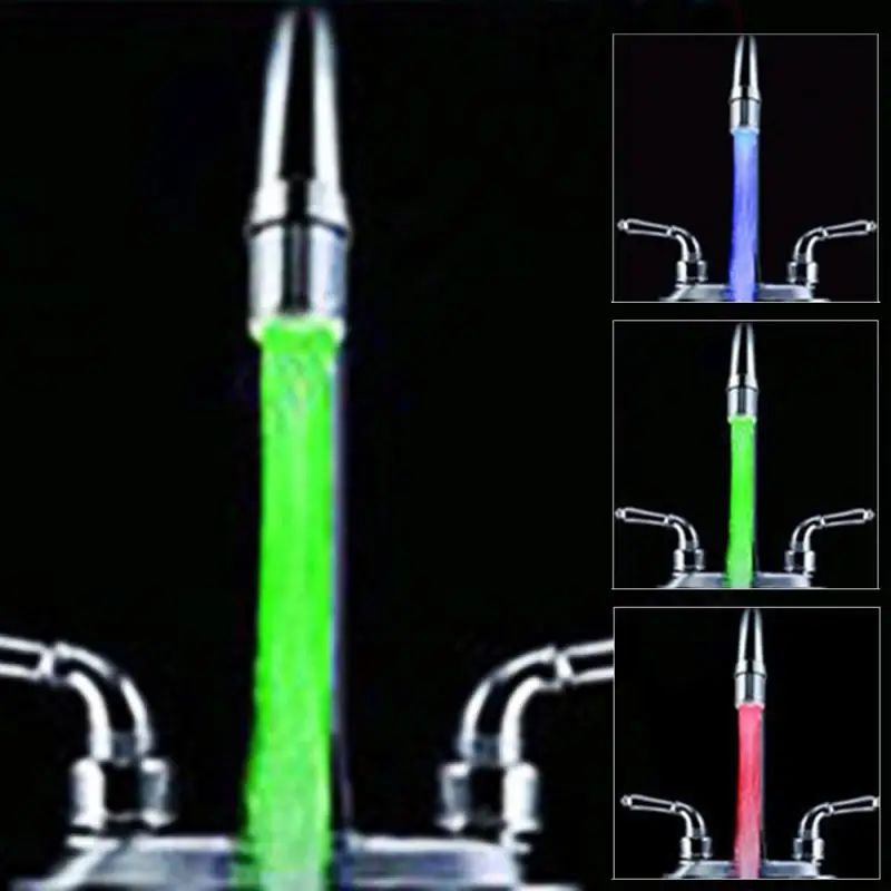 

LED Water Faucet Kitchen Bathroom Shower Tap Faucet Nozzle Head 1/3/7 Color Change Temperature Sensor Light Faucet Led Tools